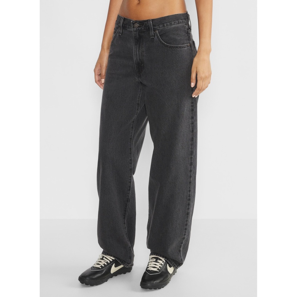 Levis Baggy Dad Jeans Womens 30 Washed Black Straight Leg Mid Rise